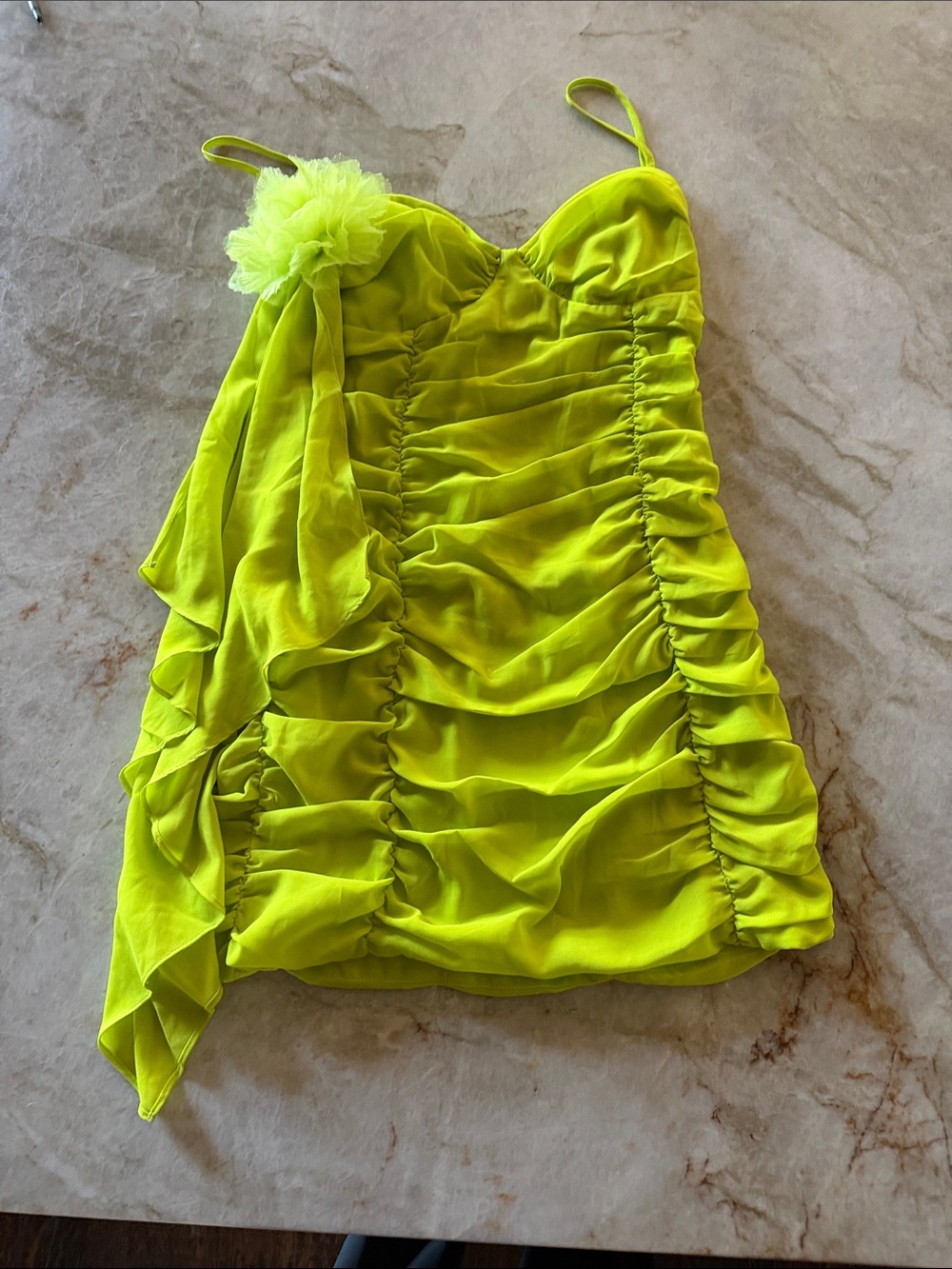 Love of Lemons Lorali size Large neon green ruched dress